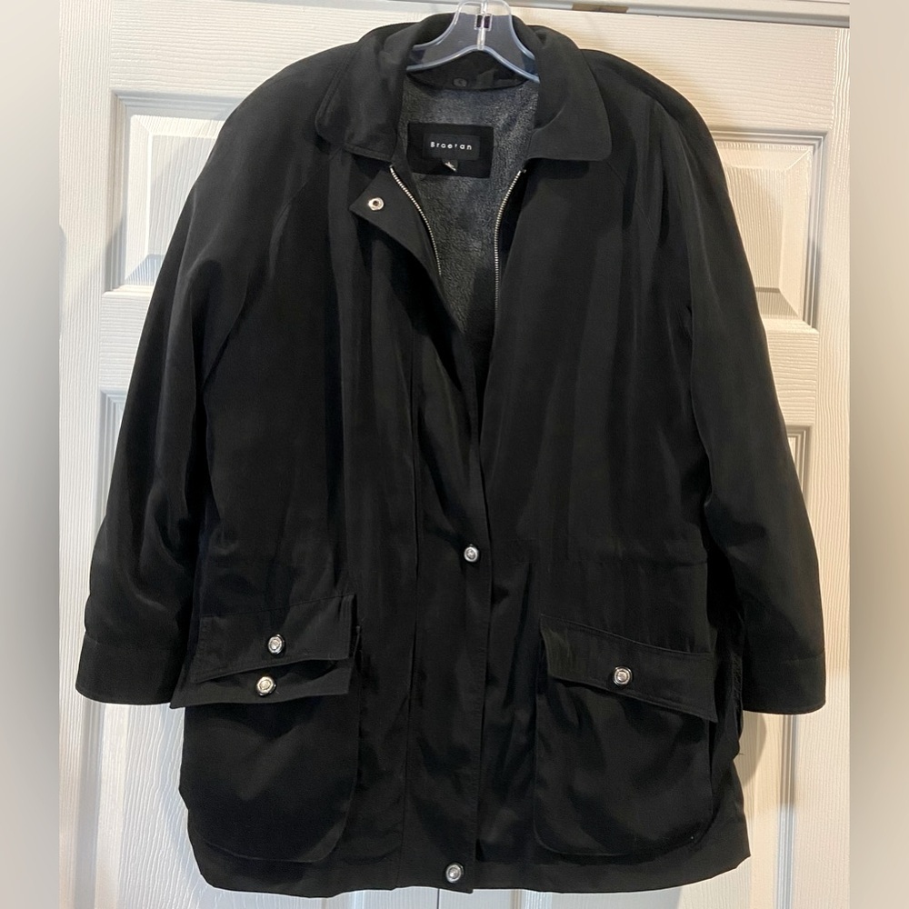 VTG Braetan Coat Womens Sz L Black With Removable Liner Parka Rain Coat Jacket